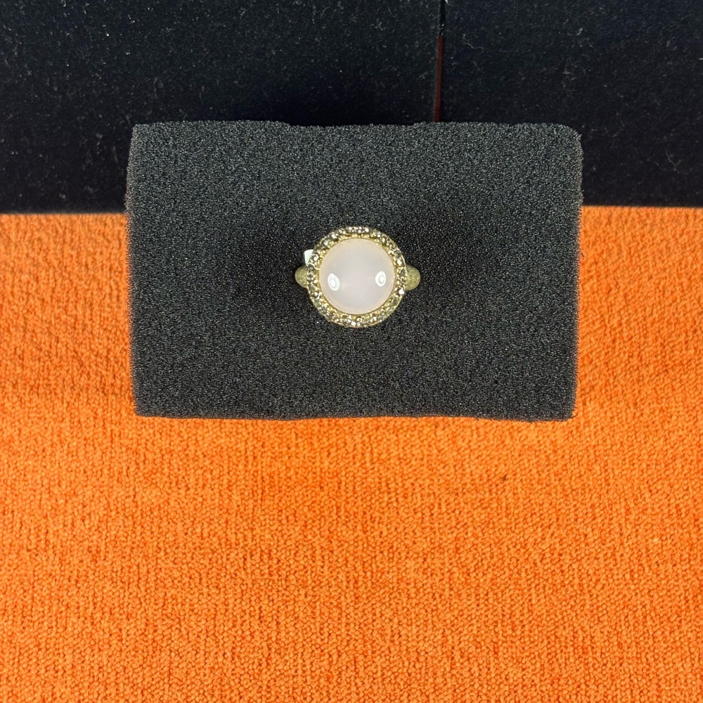 Gold-Tone and Pink Stone Ring
